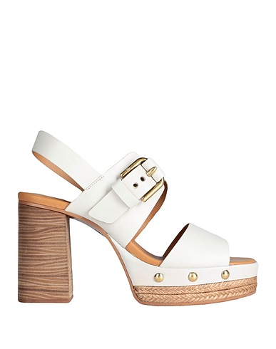 SEE BY CHLOÉ Sandalen Elfenbein 100% Rindsleder, Holz