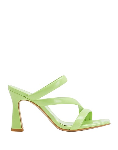 8 by YOOX Sandals POLISHED LEATHER HIGH-HEEL MULES
 Light green 100% Calfskin