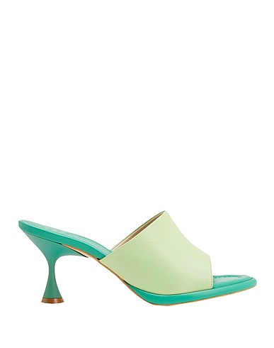 8 by YOOX Sandals LEATHER MID-HEEL MULES

 Light green 100% Calfskin