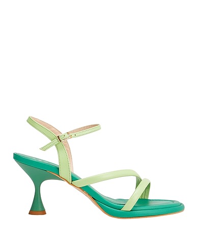 8 by YOOX Sandali LEATHER MID-HEEL SANDALS
 Verde chiaro 100% Pelle di vitello