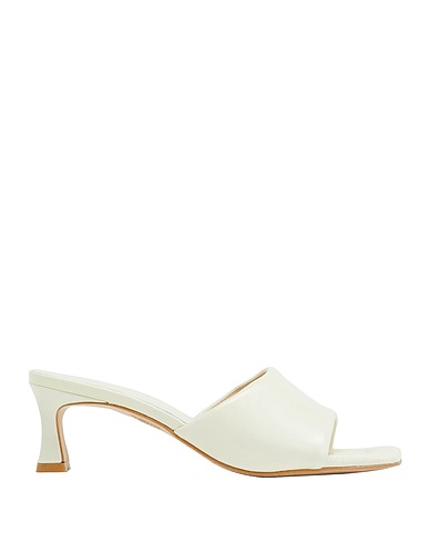8 by YOOX Sandals LEATHER MID-HEEL MULES
 Cream 100% Calfskin