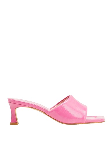 8 by YOOX Sandals LEATHER MID-HEEL MULES
 Pink 100% Calfskin