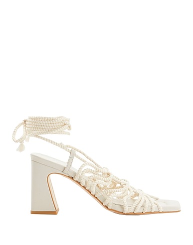 8 by YOOX Sandals ROPE LACE-UP SANDALS
 Ivory 100% Textile fibres, Soft Leather
