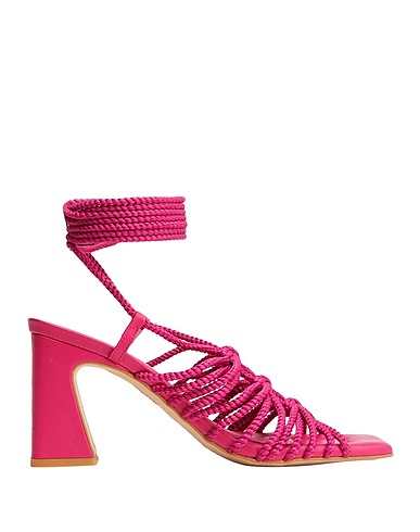 8 by YOOX Sandals ROPE LACE-UP SANDALS
 Fuchsia 100% Textile fibres, Soft Leather