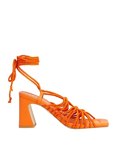 8 by YOOX Sandals ROPE LACE-UP SANDALS
 Orange 100% Textile fibres, Soft Leather