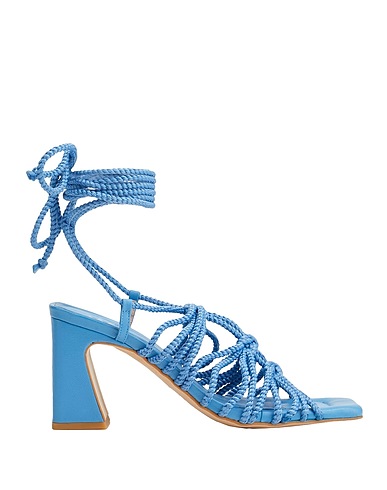 8 by YOOX Sandali ROPE LACE-UP SANDALS
 Azzurro 100% Fibre tessili, Pelle