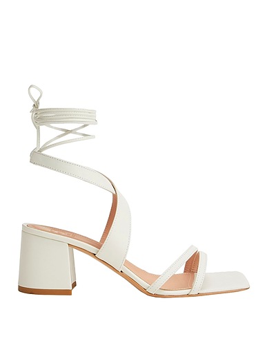 8 by YOOX Sandals LEATHER SQUARE TOE MULES
 White 100% Sheepskin