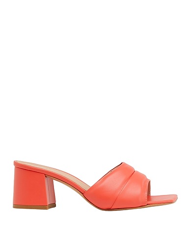 8 by YOOX Sandals LEATHER SQUARE TOE MULES
 Orange 100% Sheepskin
