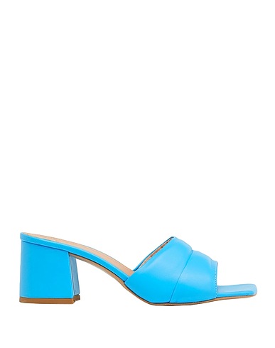 8 by YOOX Sandali LEATHER SQUARE TOE MULES
 Turchese 100% Pelle di pecora