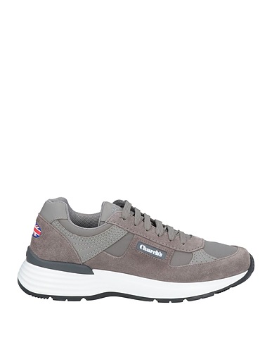 CHURCH'S Sneakers Grey Leather, Textile fibers