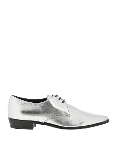 CELINE Laced shoes Silver Soft Leather