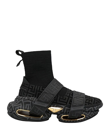 BALMAIN Sneakers Black 80% Polyester, 20% Elastane, Cow leather
