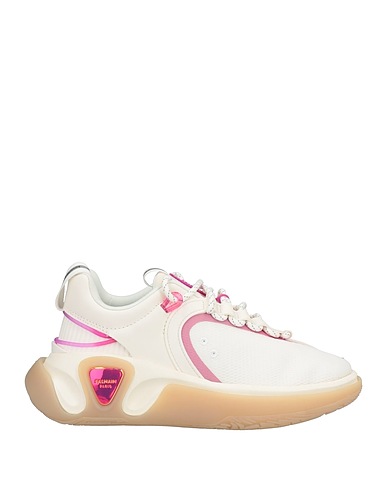 BALMAIN Sneakers White 100% Polyester, Cotton, Polyurethane, Cow leather