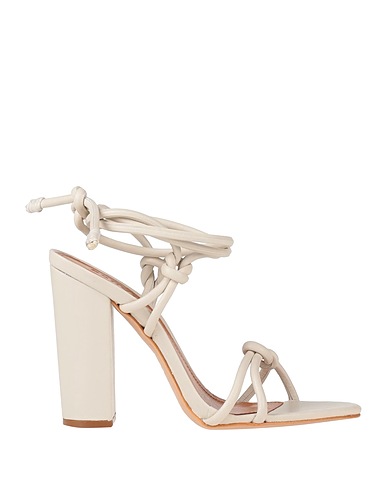 SCHUTZ Sandali Off white Pelle, Fibre tessili