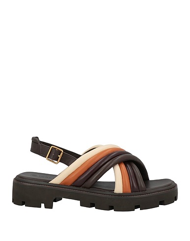 TORY BURCH Sandals Dark brown Soft Leather