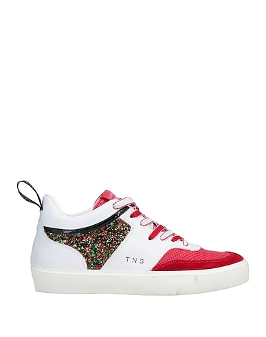 LEATHER CROWN Sneakers Red Calfskin, Nylon