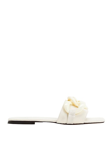 8 by YOOX Sandals CHAIN DETAIL FLAT LEATHER SANDALS
 Ivory 100% Ovine leather