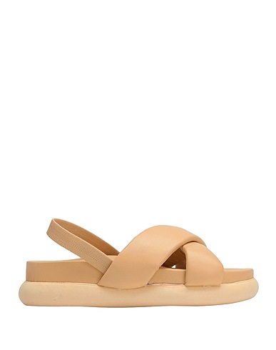 8 by YOOX Sandals LEATHER FLATFORM SANDALS Sand 100% Ovine leather