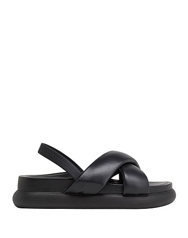 8 by YOOX Sandals LEATHER FLATFORM SANDALS Black 100% Ovine leather