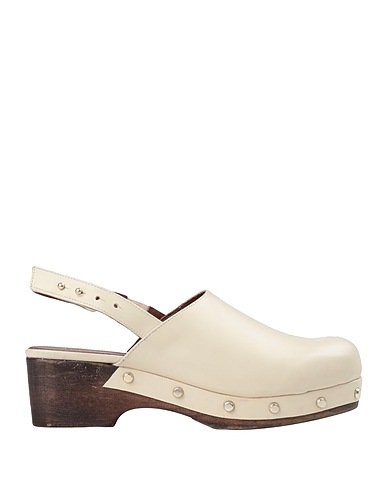 ALOHAS Mules and clogs Ivory 100% Soft Leather, Wood