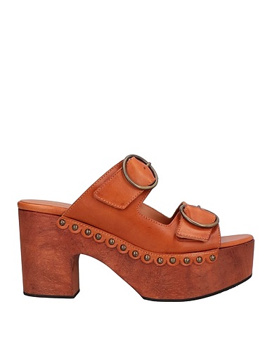 TWINSET Mules and clogs Tan Soft Leather