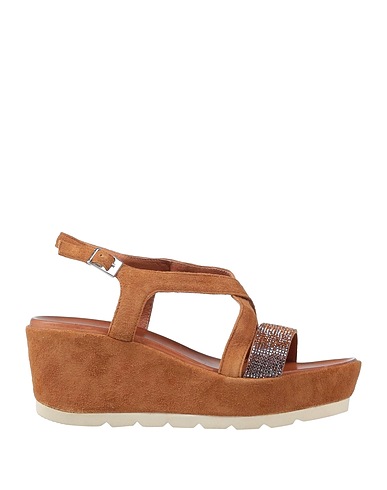 IL LACCIO Sandalen Braun Leder, Gewebefasern