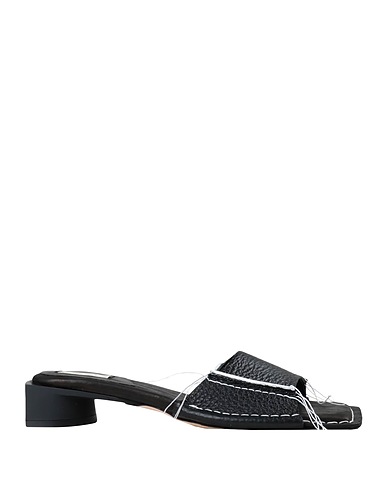 MIISTA Sandals FIFI SHARP TUMBLED BLACK  MULE SANDALS
 Black Calfskin