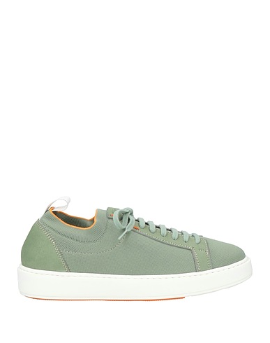 SANTONI Sneakers Vert sauge Fibres textiles, Cuir
