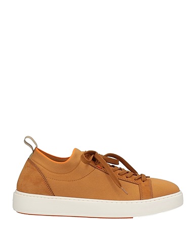 SANTONI Sneakers Camel Textile fibers, Leather