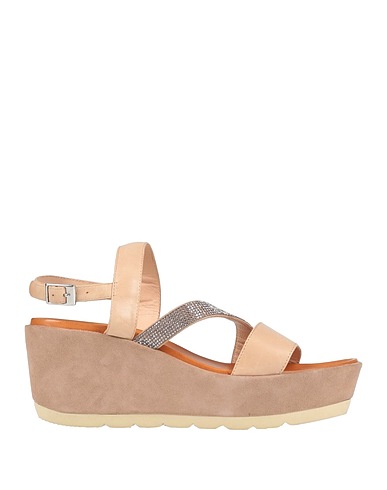 LA FEMME PLUS Sandalen Beige Kalbsleder, Gewebefasern