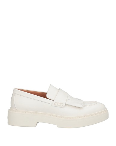 SANTONI Loafers White Soft Leather