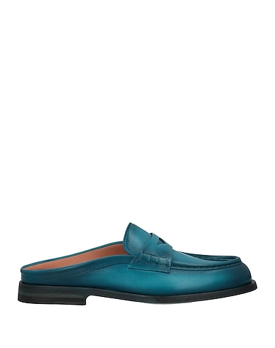 SANTONI Mules and clogs Deep teal Soft Leather