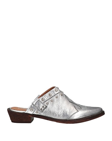 CORAL BLUE Mules and clogs Silver 100% Soft Leather