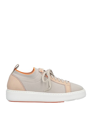 SANTONI Sneakers Light grey Soft Leather, Textile fibers
