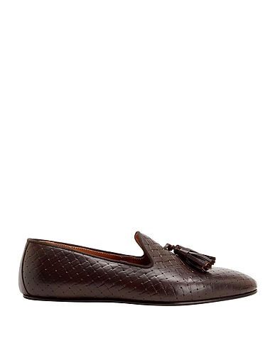 8 by YOOX Loafers WOVEN PRINTED LEATHER TASSEL SLIPPER
 Dark brown 100% Calfskin