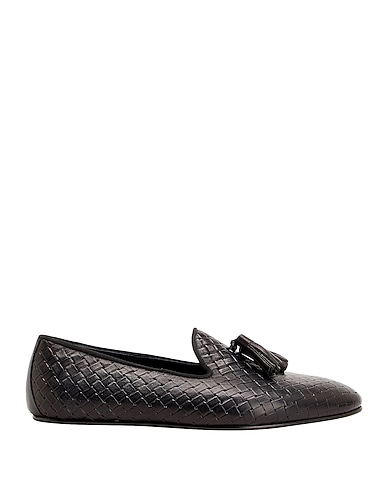 8 by YOOX Loafers WOVEN PRINTED LEATHER TASSEL SLIPPER
 Black 100% Calfskin