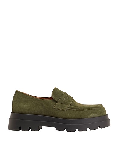 8 by YOOX Loafers SPLIT LEATHER CHUNKY LOAFER
 Military green 100% Calfskin