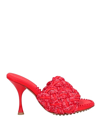 BOTTEGA VENETA Sandals Tomato red Soft Leather, Textile fibres