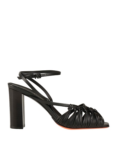 SANTONI Sandals Black Leather