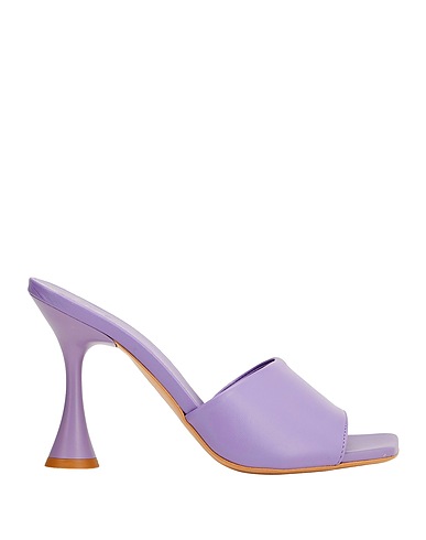 8 by YOOX Sandals LEATHER SQUARE-TOE MULES Purple 100% Ovine leather