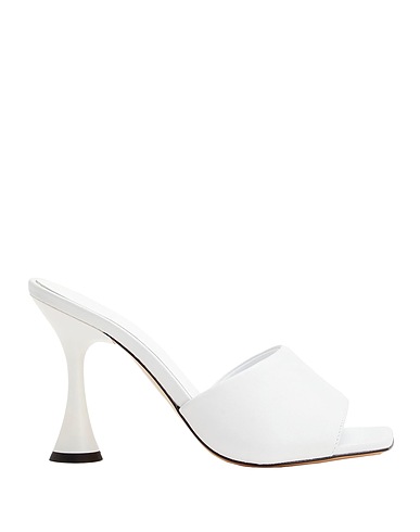 8 by YOOX Sandals LEATHER SQUARE-TOE MULES White 100% Ovine leather