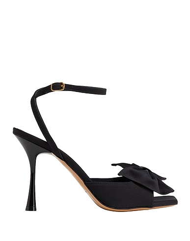 8 by YOOX Sandali SATIN SLING-BACK W/ BOW
 Nero 100% PES - Polietersolfoni