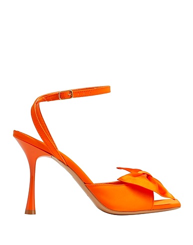 8 by YOOX Sandals SATIN SLING-BACK W/ BOW
 Orange 100% PES - Polyethersulfone