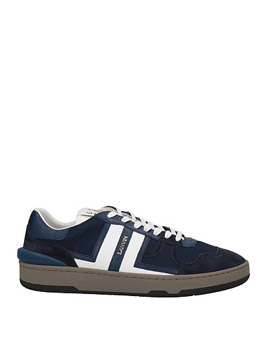 LANVIN Sneakers Midnight blue Calfskin, Textile fibers