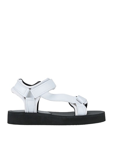 LIVIANA CONTI Sandals White Leather, Textile fibres