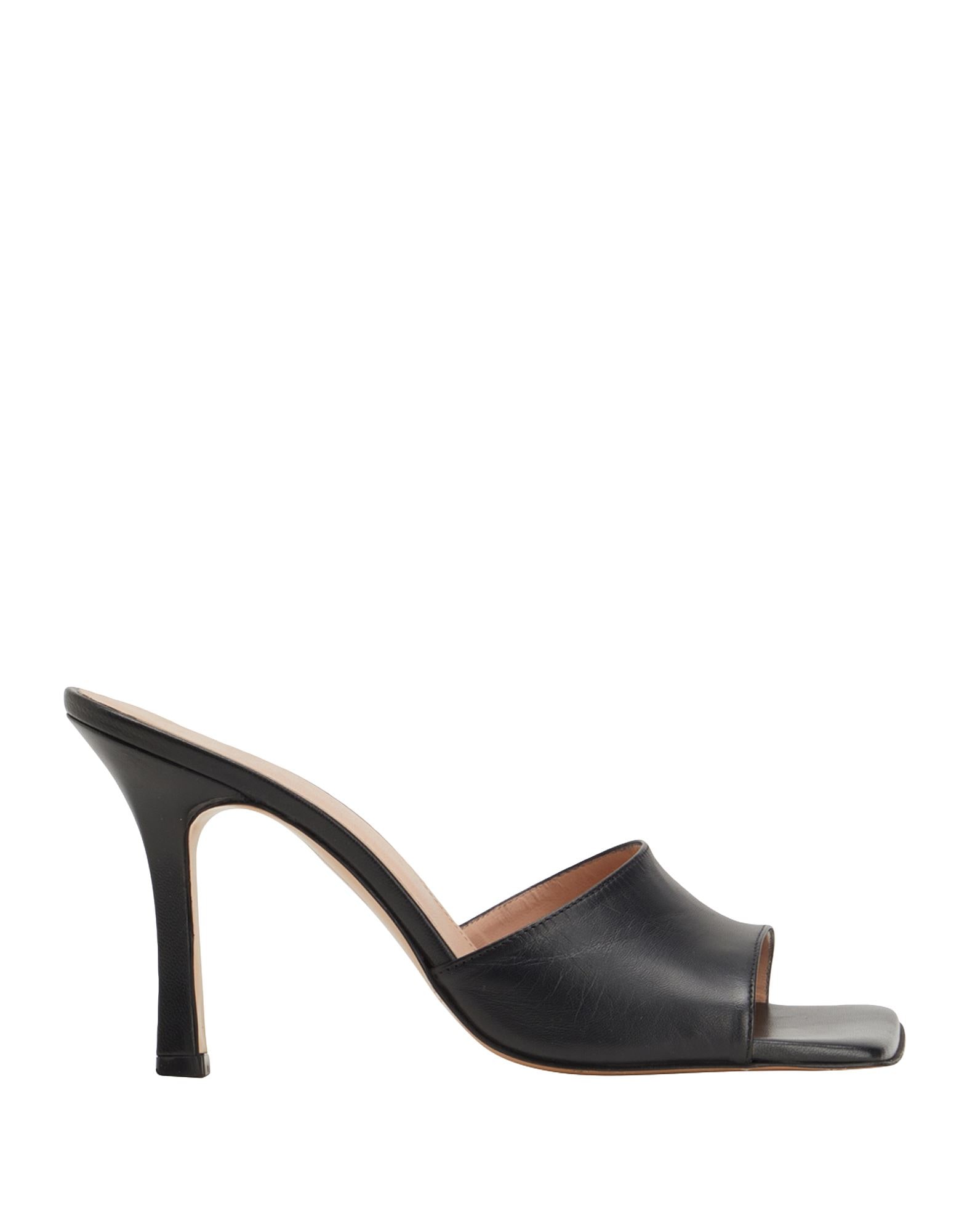 8 By YOOX LEATHER BLOCK HEEL MULES | Black Women's Sandals