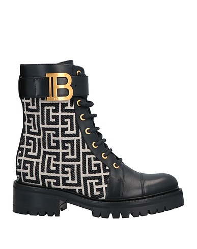BALMAIN Ankle boot Black 93% Cotton, 7% Polyester, Calfskin