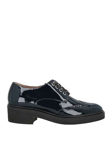 POLLINI Laced shoes Navy blue Leather