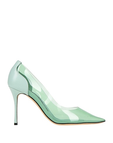 SERGIO ROSSI Décolleté Verde chiaro Pelle, Plastica