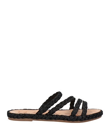 MANEBÍ Sandals Black Natural raffia